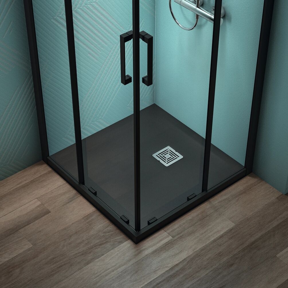 Lifestyle image of Ideal Standard Ultraflat S+ Jet Black 800mm Stone Resin Shower Tray